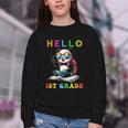 Hello First Grade Panda Lover Back To School Kids Boys Girls Youth Crewneck Sweatshirt