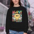 Peace Love Kindergarten Smile Face Back To School Girls Kids Youth Crewneck Sweatshirt Peace Love Kindergarten Smile Face Back To School Girls Kids Youth Crewneck Sweatshirt