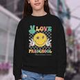 Peace Love Preschool Smile Face Back To School PRESCHOOL Youth Crewneck Sweatshirt Peace Love Preschool Smile Face Back To School PRESCHOOL Youth Crewneck Sweatshirt