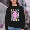 Pre-K Vibes Groovy Back To School PreK Preschool Girls Kids Youth Crewneck Sweatshirt