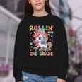 Second Grade Back To School First Day Girls Rollin Unicorn Youth Crewneck Sweatshirt Second Grade Back To School First Day Girls Rollin Unicorn Youth Crewneck Sweatshirt