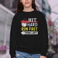 Women's Hit Hard Run Fast Turn Left Baseball Quote Fan Coach Youth Crewneck Sweatshirt Women's Hit Hard Run Fast Turn Left Baseball Quote Fan Coach Youth Crewneck Sweatshirt