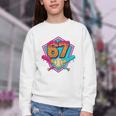 Baseball Drip Jersey Number 67 For Players & 67th Birthday Premium Tri-Blend Youth Crewneck Sweatshirt