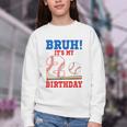 Bruh It's My 2nd Birthday Boy Baseball Themed Party Youth Crewneck Sweatshirt