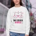 Cute 3rd Grade Vibes Cat Kitten Lover Back To School Girls Youth Crewneck Sweatshirt