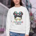 Fifth Grade Vibes Messy Hair Bun Girl Back To School 5th Youth Crewneck Sweatshirt Fifth Grade Vibes Messy Hair Bun Girl Back To School 5th Youth Crewneck Sweatshirt