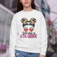 First Day Of 6th Grade Messy Hair Bun Girl Back To School Youth Crewneck Sweatshirt First Day Of 6th Grade Messy Hair Bun Girl Back To School Youth Crewneck Sweatshirt