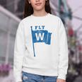 Fly The W Chicago Baseball Winning Flag Distressed Premium Tri-Blend Youth Crewneck Sweatshirt