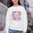 Little Miss Kindergarten Back To School Girls Coquette Bow Youth Crewneck Sweatshirt Little Miss Kindergarten Back To School Girls Coquette Bow Youth Crewneck Sweatshirt