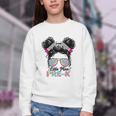 Little Miss Pre-K Girls Back To School Messy Bun Performance Youth Crewneck Sweatshirt