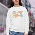 Oh Hey Pre-K Groovy Retro First Day Back To School Youth Crewneck Sweatshirt Oh Hey Pre-K Groovy Retro First Day Back To School Youth Crewneck Sweatshirt