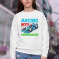 Racing Into Kindergarten Race Car Driver Back To School Performance Youth Crewneck Sweatshirt Racing Into Kindergarten Race Car Driver Back To School Performance Youth Crewneck Sweatshirt
