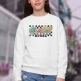Retro Checkered School Nurse Squad Back To School Graduation Youth Crewneck Sweatshirt