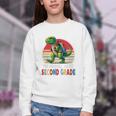 Roaring Into Second Grade T-Rex Back To School 2nd Grade Premium Tri-Blend Youth Crewneck Sweatshirt
