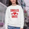 Singles Unite Valentines Day Humor For Singles Raglan Baseball Tee Youth Crewneck Sweatshirt