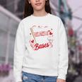Stealing Hearts Like I Steal Bases Softball Baseball Batter Youth Crewneck Sweatshirt
