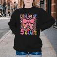 First Day Of 5th Grade Coquette Back To School Girls Kids Youth Crewneck Sweatshirt