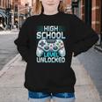 First Day Of High School Level Unlocked Back To School Gamer Youth Crewneck Sweatshirt