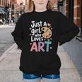 Just a Girl Who Loves Art Cute Back To School Kids Girls Youth Crewneck Sweatshirt