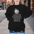 Lights Camera Teach Smile Disco-Ball Back To School Outfit Youth Crewneck Sweatshirt