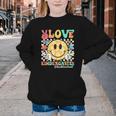Peace Love Kindergarten Smile Face Back To School Girls Kids Youth Crewneck Sweatshirt Peace Love Kindergarten Smile Face Back To School Girls Kids Youth Crewneck Sweatshirt