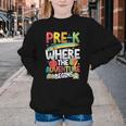 Pre-K Where The Adventure Begins First Day & Back To School Youth Crewneck Sweatshirt Pre-K Where The Adventure Begins First Day & Back To School Youth Crewneck Sweatshirt