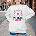 Cute 1st Grade Vibes Cat Kitten Lover Back To School Girls Youth Crewneck Sweatshirt Cute 1st Grade Vibes Cat Kitten Lover Back To School Girls Youth Crewneck Sweatshirt