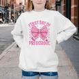 First Day Of Preschool Coquette Bow Back To School Girls Youth Crewneck Sweatshirt First Day Of Preschool Coquette Bow Back To School Girls Youth Crewneck Sweatshirt