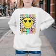 Girls 1st Grade Vibes Smile Face Back To School First Grade Youth Crewneck Sweatshirt