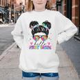 Hello First Grade Shirt Messy Bun Tie Dye Back To School Youth Crewneck Sweatshirt Hello First Grade Shirt Messy Bun Tie Dye Back To School Youth Crewneck Sweatshirt