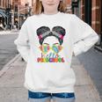 Hello Preschool Messy Bun Tie Dye Back To School Girls Kids Youth Crewneck Sweatshirt