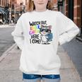 Watch Out Kindergarten Here I Come Cute Cat Back To School Youth Crewneck Sweatshirt