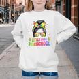 Women's Little Miss Preschool Messy Bun Tie Dye Back To School Girls Youth Crewneck Sweatshirt