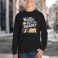 Cute Hello 1st Grade Dinosaur School Back To School Dino Bus Youth Crewneck Sweatshirt