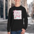 First Grade Coquette Bow Pink Preppy Back To School Girls Youth Crewneck Sweatshirt First Grade Coquette Bow Pink Preppy Back To School Girls Youth Crewneck Sweatshirt