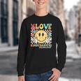 Peace Love Kindergarten Smile Face Back To School Girls Kids Youth Crewneck Sweatshirt Peace Love Kindergarten Smile Face Back To School Girls Kids Youth Crewneck Sweatshirt