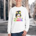 Women's Little Miss Preschool Messy Bun Tie Dye Back To School Girls Youth Crewneck Sweatshirt