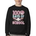 100 Days Of School Baseball 100th Day Of School Girls Youth Crewneck Sweatshirt