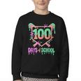 100 Days Of School Baseball Ice Cream Drip 100th Day Player Youth Crewneck Sweatshirt