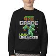 4th Grade Level Unlocked Back To School Pixel Game Youth Crewneck Sweatshirt
