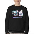 6th Birthday Boy Bro I'm 6 Year Old Baseball Ice Cream Drip Youth Crewneck Sweatshirt 6th Birthday Boy Bro I'm 6 Year Old Baseball Ice Cream Drip Youth Crewneck Sweatshirt