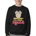 6th Grade Squad Back To School Owl & Pencil Youth Crewneck Sweatshirt