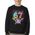 7th Birthday Boys I Was 6 Now I'm 7 Baseball Ice Cream Drip Youth Crewneck Sweatshirt