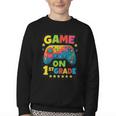 Back To School 1st Grade Boys Gamer First Day School Level Youth Crewneck Sweatshirt Back To School 1st Grade Boys Gamer First Day School Level Youth Crewneck Sweatshirt