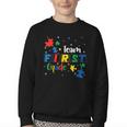Back To School Autism Puzzle Pieces Autistic First Grade ASD Youth Crewneck Sweatshirt Back To School Autism Puzzle Pieces Autistic First Grade ASD Youth Crewneck Sweatshirt