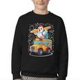 Back To School Chicken School Bus 100 Days Of School Youth Crewneck Sweatshirt