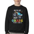Back To School First Grade Here I Come For Boy Kids Truck Youth Crewneck Sweatshirt Back To School First Grade Here I Come For Boy Kids Truck Youth Crewneck Sweatshirt