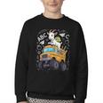 Back To School Goat School Bus 100 Days Of School Youth Crewneck Sweatshirt