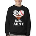 Ball Aunt Heart Football Baseball Hockey Game Day Youth Crewneck Sweatshirt