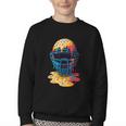 Baseball Catcher Mask Ice Cream Dripping Baseball Fan Boys Youth Crewneck Sweatshirt
